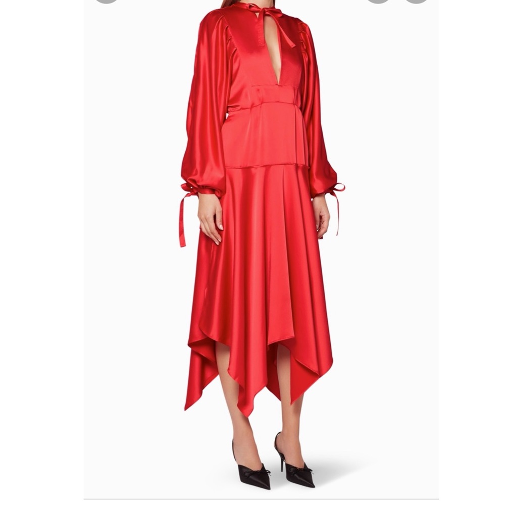 Self Portrait Midi Satin Dress